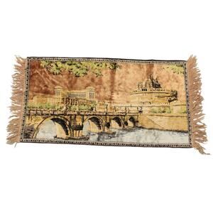 Tapestry Canal Scene Rome Castle Sant' Angelo Mid Century Modern Art Deco Retro